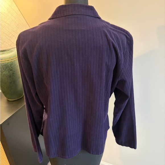 Flax Purple Pinstripe Micro Corduroy Jacket Size Small 100% Cotton Artsy Office - Picture 11 of 16